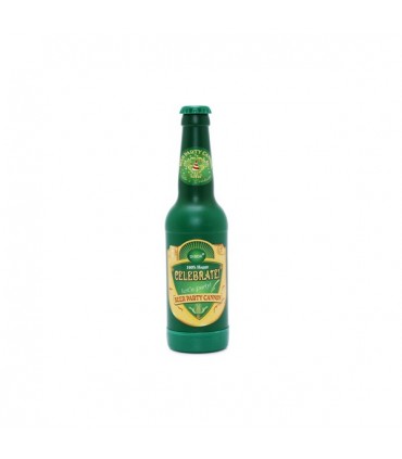 Cañón confetis dorado forma botella cerveza