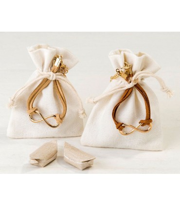 Pulsera piel símbolo infinito con bolsa