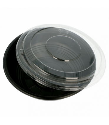 BOL + TAPA MICROONDAS 900 ml - ∅ 18,6x6,1 CM NEGRO PP (400 UD)