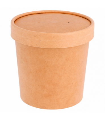 TARRINAS + TAPA 360 ML - Ø 9/7,3x8,6 CM NATURAL KRAFT