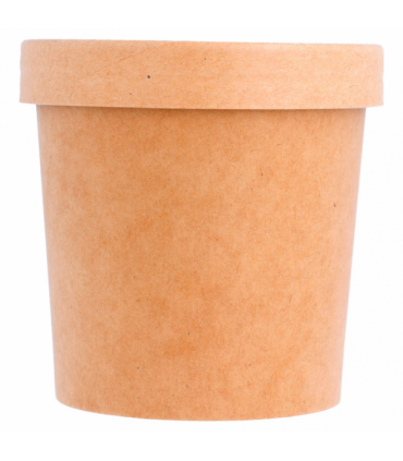 TARRINAS + TAPA 360 ML - Ø 9/7,3x8,6 CM NATURAL KRAFT