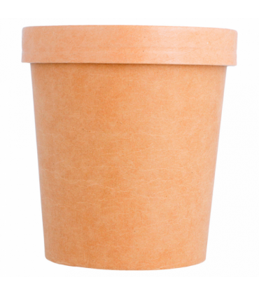 TARRINAS + TAPA 780 ML - Ø 11,6/9,3x11 CM NATURAL KRAFT
