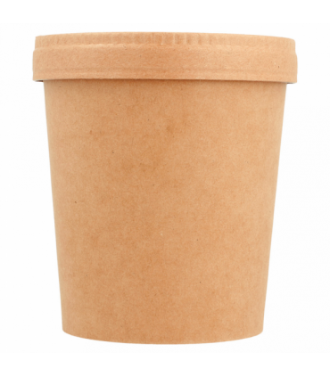 COMBO TARRINAS + TAPAS 480 ML - Ø 9,8/7,5x10 CM NATURAL KRAFT