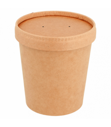 COMBO TARRINAS + TAPAS 480 ML - Ø 9,8/7,5x10 CM NATURAL KRAFT