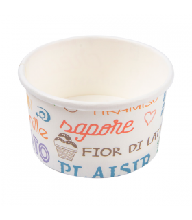 TARRINAS HELADOS 'PAROLE' 300 ML 250 + 18 PE G/M2 Ø10x5,5 CM BLANCO CARTONCILLO (2000 ud)