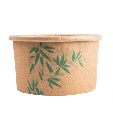 TARRINAS HELADOS 'FEEL GREEN' 240 ML 250 + 18 PE G/M2 Ø9,4x5,5 CM MARRÓN CARTONCILLO (2000 ud)