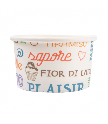 TARRINAS HELADOS 'PAROLE' 150 ML 250 + 18 PE G/M2 Ø8,5x4,5 CM BLANCO CARTONCILLO (2000 ud)