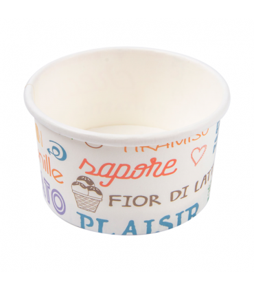 TARRINAS HELADOS 'PAROLE' 150 ML 250 + 18 PE G/M2 Ø8,5x4,5 CM BLANCO CARTONCILLO (2000 ud)