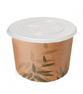 TARRINAS 'FEEL GREEN' 500 ML 280 + 18 PE G/M2 Ø11x8,2 CM MARRÓN KRAFT (500 ud)