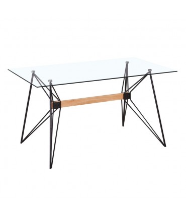 Mesa comedor cristal y metal 140x80x75 cm
