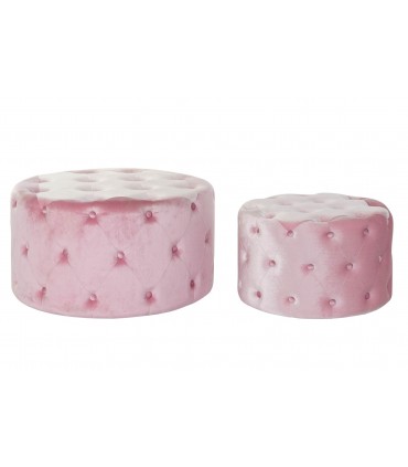 Set 2 reposapiés terciopelo rosa