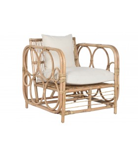 Sillón ratán con cojines 72x72x76 cm