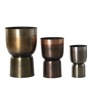 Set de 3 maceteros dorados
