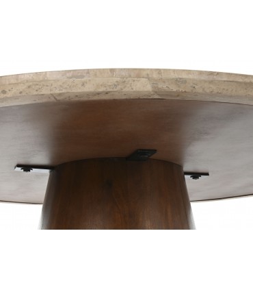 Mesa madera de mango y mármol 120x120x79 cm