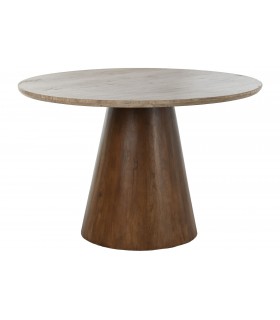 Mesa madera de mango y mármol 120x120x79 cm