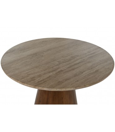 Mesa madera de mango y mármol 120x120x79 cm
