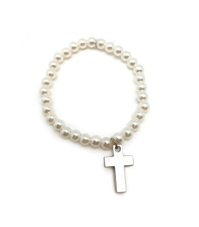 Pulsera perlitas cruz