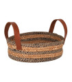 CESTA YUTE C/ASA PIEL 25x18x8cm