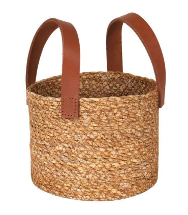 CESTA SEAGRASS C/ASA PIEL 15x12cm
