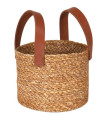 CESTA SEAGRASS C/ASA PIEL 15x12cm