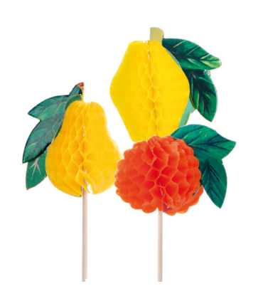 Pack adornos helado " frutas" surtido madera
