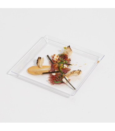 Plato cuadrado transparente