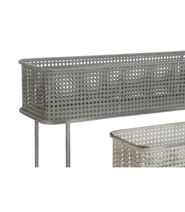 Set de 2 maceteros metálico envejecido