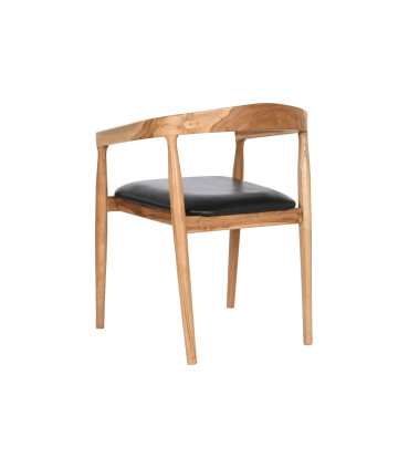 SILLA TECA PIEL NEGRO 58X60X75 CM