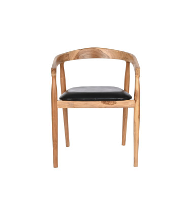 SILLA TECA PIEL NEGRO 58X60X75 CM