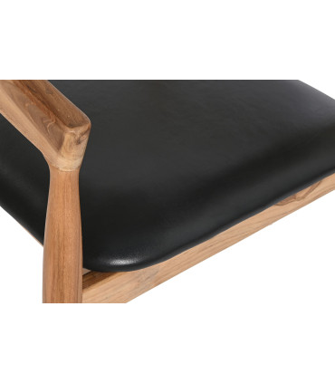 SILLA TECA PIEL NEGRO 58X60X75 CM