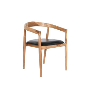 SILLA TECA PIEL NEGRO 58X60X75 CM