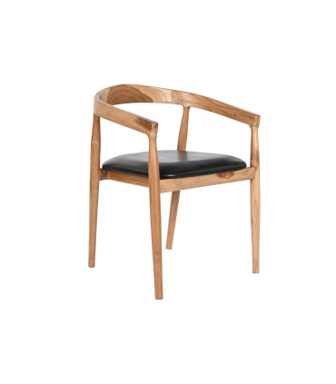 SILLA TECA PIEL NEGRO 58X60X75 CM