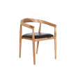 SILLA TECA PIEL NEGRO 58X60X75 CM