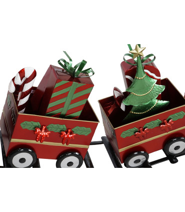 Tren metal Navidad 133x24x52 rojo