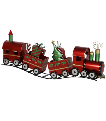 Tren metal Navidad 133x24x52 rojo