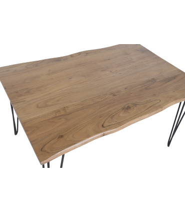 MESA COMEDOR ACACIA METAL 140X90,5X76 MARRON